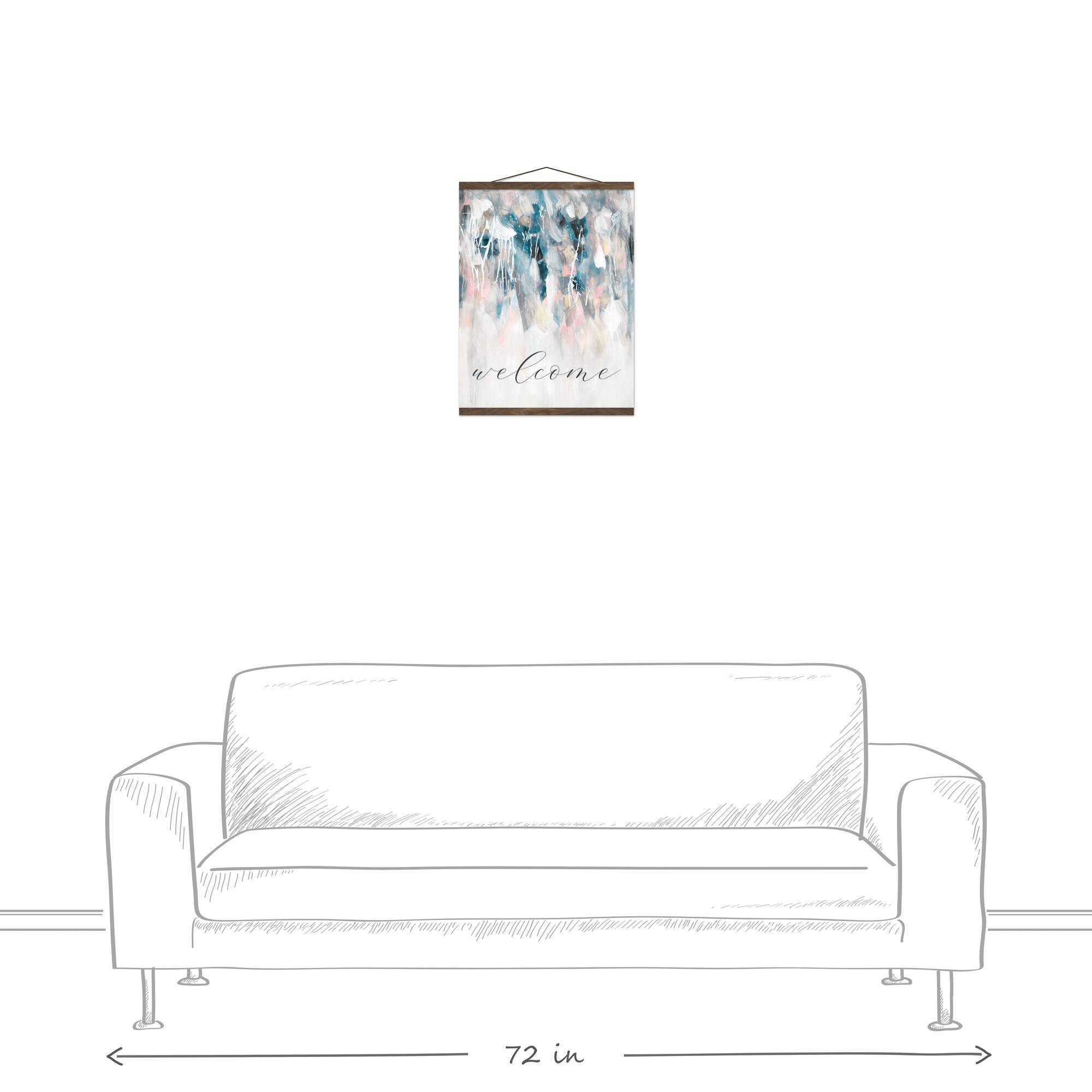 Welcome Abstract Painting Teak Hanging Canvas